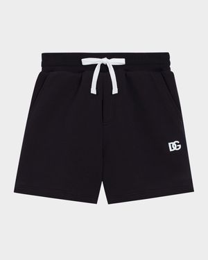 Boy's Jersey Jogger Shorts W/ Rubber DG Logo, Size 4-6