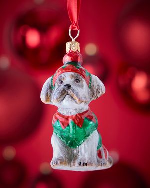 Shih Tzu with Elf Pajamas Christmas Ornament