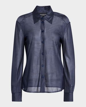 Button-Down Striped Viscose Shirt