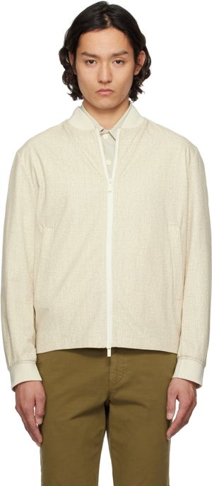 BOSS Beige Slim-Fit Bomber Jacket