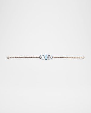 18K Yellow Gold Diamond and Baguette Swiss Blue Topaz Bracelet