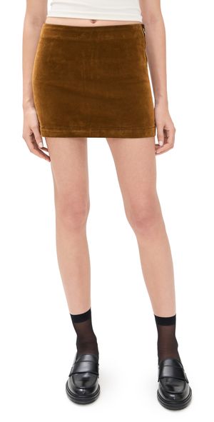 Joe's Jeans The Flocked Velvet Mini Skirt Bronze Brown 2