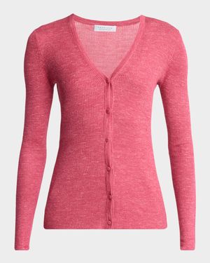 Aiste Cashmere Rib V-Neck Cardigan