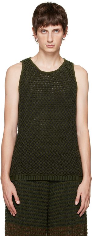 Isa Boulder Green Thicklace Tank Top