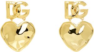 Dolce&Gabbana Boucles d'oreilles pendantes dorées à logo DG et à breloque de cœur
