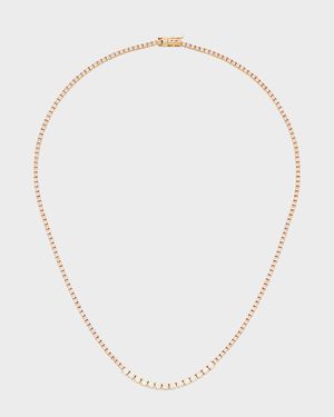 Small 4-Prong Pink Sapphire Tennis Necklace with Diamond Accents in Yellow Gold