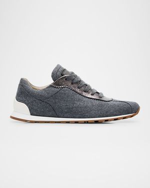 Suede Knit Slip-On Sneakers
