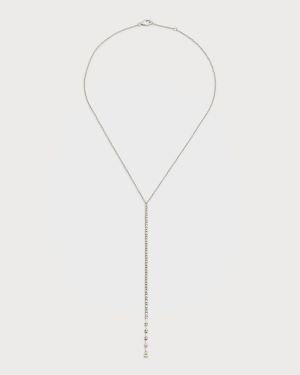 18K White Gold Diamond Y-Drop Necklace