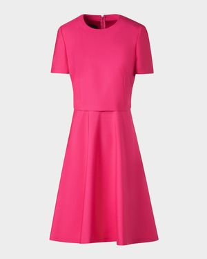 Layered Short-Sleeve Silk Dress