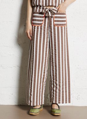 Dr Bloom - Pantalon large à rayures - Taille M/L - Marron