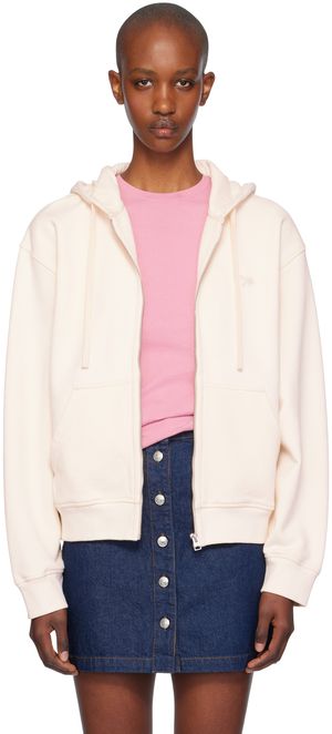 Maison Kitsuné Off-White Baby Fox Patch Zipped Hoodie