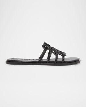Petal Leather Anagram Slide Sandals