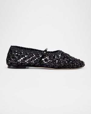 Balla Woven Leather Mary Jane Ballerina Flats
