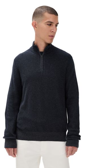 Vince Geo Jacquard Quarter Zip Coastal/Med H Grey XL