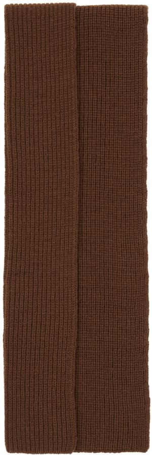 Dries Van Noten Écharpe brune en tricot côtelé