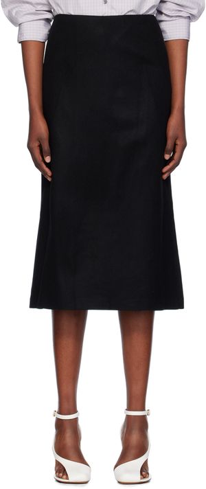 Dries Van Noten Jupe midi façon tailleur noire en laine