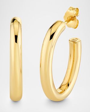 14K Yellow Gold Hollow Tube Hoop Earrings
