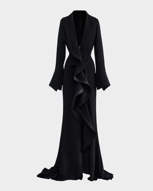 Jupiter Ruffle Long-Sleeve Gown