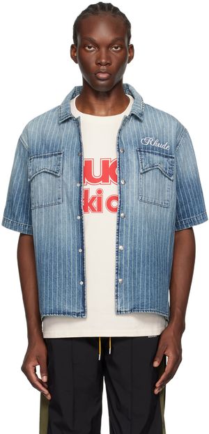 Rhude Indigo Wabash Denim Shirt