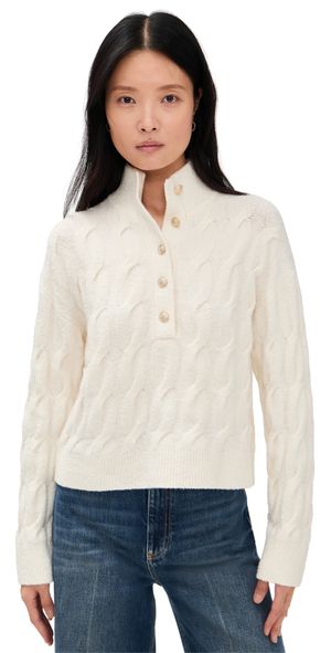 Splendid Splendid x Cella Jane Half Placket Sweater Snow XL
