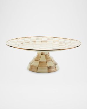 Mocha Check Small Pedestal Platter