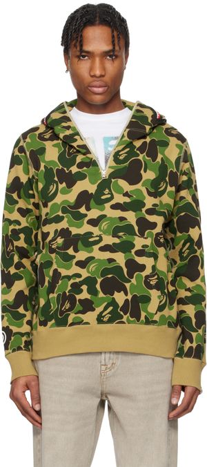 BAPE Green ABC Camo Shark Half Zip Hoodie