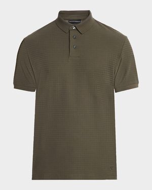 Men's Grid Check Jacquard Jersey Polo Shirt