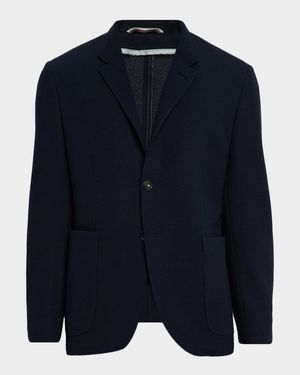 Men's Wool and Cotton Jersey Textured Blazer