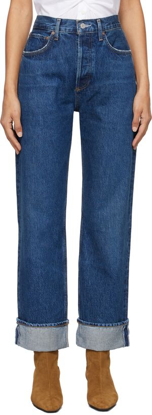AGOLDE Blue Fran Low Slung Straight Jeans