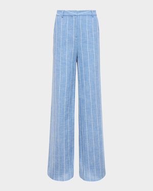 Pilar Pinstriped Wide-Leg Pants