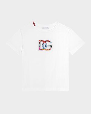 Girl's DG Floral Logo Cotton Jersey T-Shirt, Size 8-14