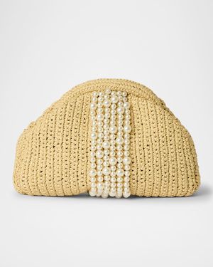 Mimosa Pearly Straw Clutch Bag