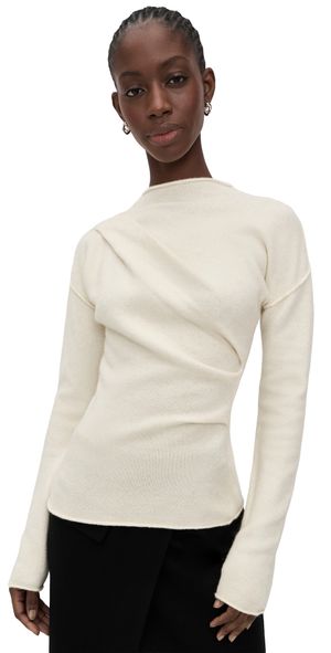 Helmut Lang Slouchy Crew Plush Sweater Ivory S