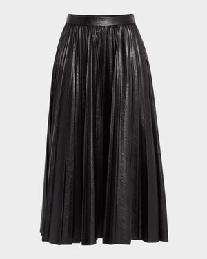 Etta Pleated Faux Leather Skirt