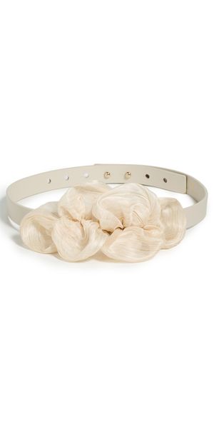 Lele Sadoughi Zaha Leather Belt Ivory One Size