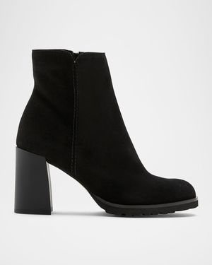 Maggie Suede Block Heel Ankle Booties