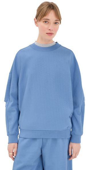 Tibi Cocoon Crewneck Sweatshirt Light Blue L