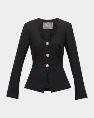 Button-Front Long-Sleeve Top