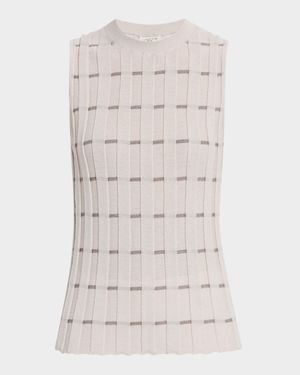 Wide Rib Knit Striped Shell