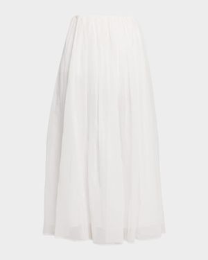 Cotton Organza Pull-On Midi Skirt
