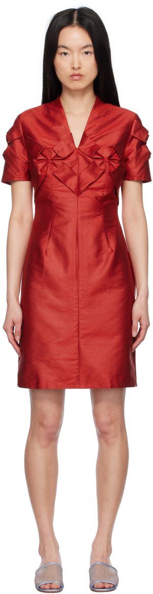 J.Kim Red Smocked Flower Minidress