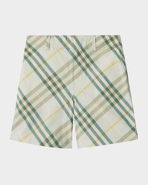 Boy's Oscar Check Woven Cotton Shorts, Size 3-14