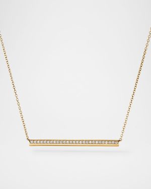 18K Yellow Gold Barre Pave Pendant Necklace