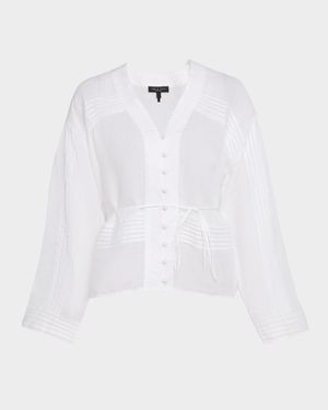 Viviana Button-Front Ramie Blouse
