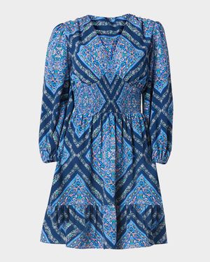 Imogen Smocked Floral-Print Empire Mini Dress