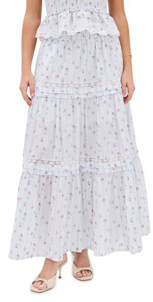 LoveShackFancy Phia Skirt Coastline Blue M