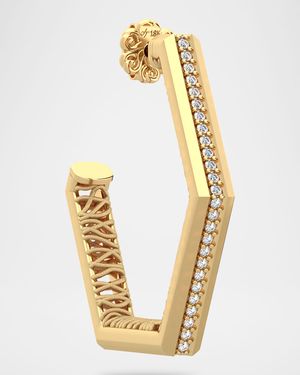 Eclipse Hexagon Hoop Earrings with Diamonds