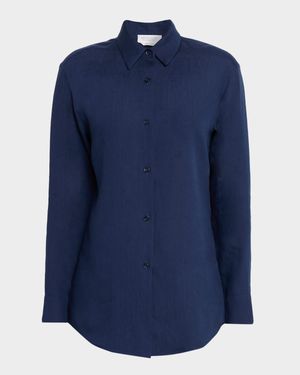 Reyes Button-Front Linen Shirt
