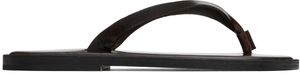 AURALEE Brown Leather Tong Flip-Flops