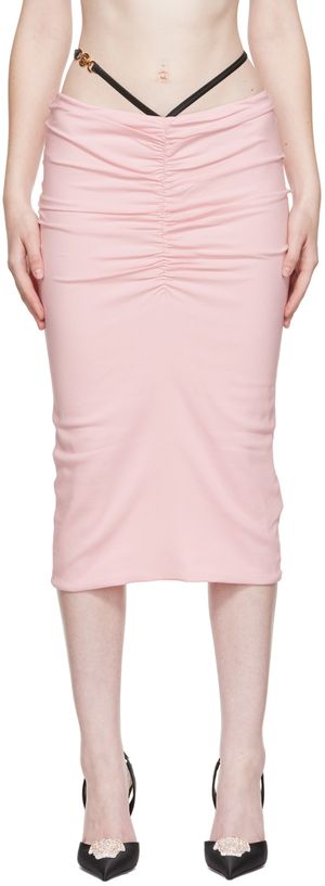 Versace Pink Georgette Midi Skirt